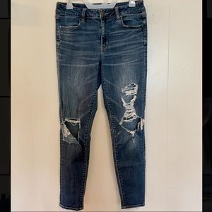 American Eagle size 10 ripped skinny jeans.